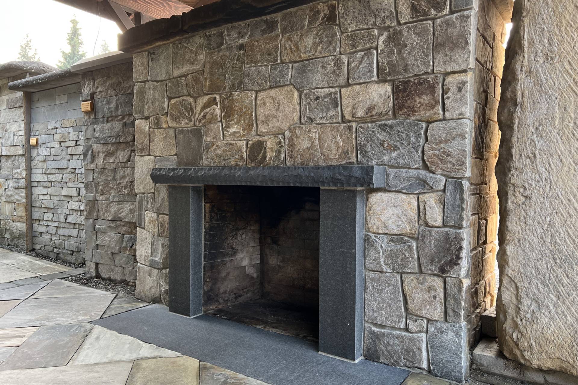Silver Patina Castle Rock Stone Veneer Installed